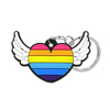 맞춤형 심장 모양 고무 의료 키 체인 2D 게이 프라이드 LGBT Rainbow PVC 실리콘 키 체인 반지