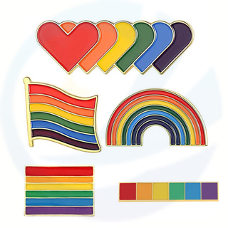 핀 제조업체 레인보우 에나멜 핀 옷깃 도매 LGBT 게이 프라이드 레인보우 옷깃 핀