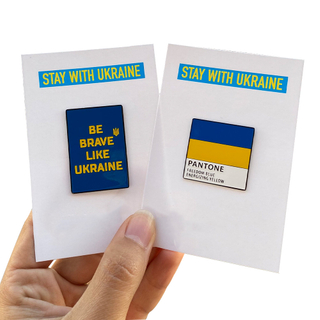 고품질 프린팅 컬렉션 홍보 애국 배지 소프트 에나멜 우크라이나 우선 크로스 플래그 핀