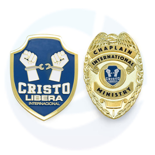 배지 메이커 맞춤형 금속 엠보싱 3D 에나멜 골드 도금 보안 형사 Chaplain Cristo Libera International Ministry Badge와 자신의 디자인