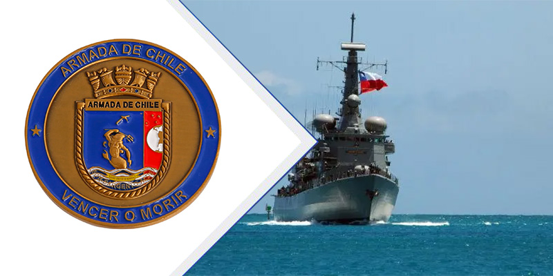칠레 해군 도전 동전 디자인의 상징을 탐구합니다