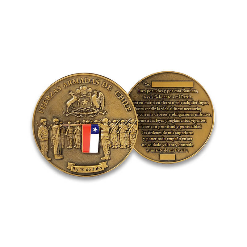 메이커 맞춤형 금속 골동품 골드 3D 군 칠레 챌린지 동전
