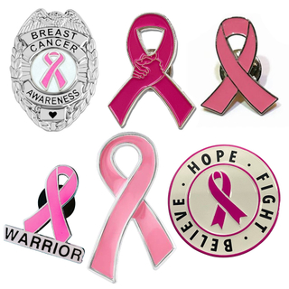 맞춤형 로고 핑크 리본 유방암 인식 옷깃 핀